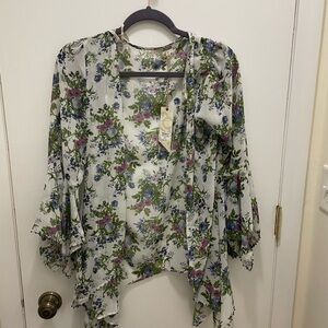Daytrip Floral Blouse with Green and Purple Accents